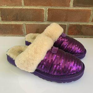 UGG purple sequined sheep skin slippers